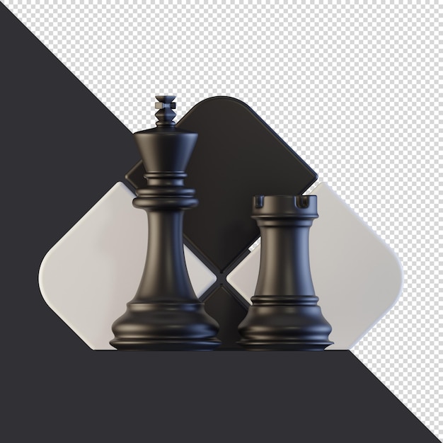 3D-Rendering Schach Schachbrett König Turm