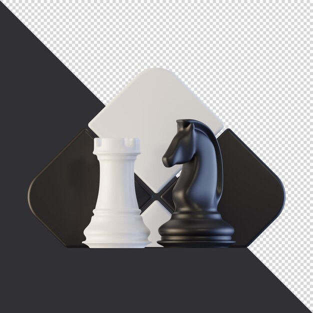 PSD 3d-rendering schach schachbrett ritter turm