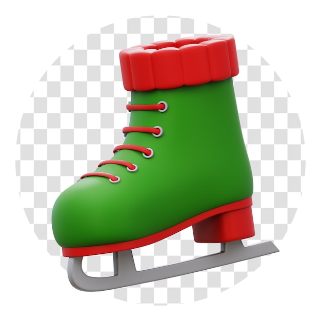 3D-Rendering Schlittschuhstiefel 3D-Symbol isolieren transparenten Hintergrund 3D