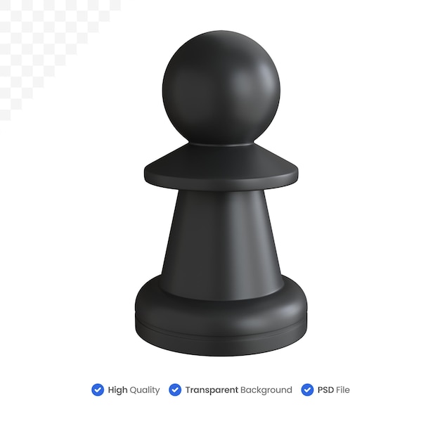 3D-Rendering Schwarze Schachfigur isoliert