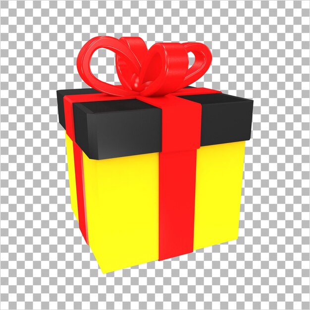 3D-Rendering schwarze und rote Überraschungsgeschenkbox isoliert