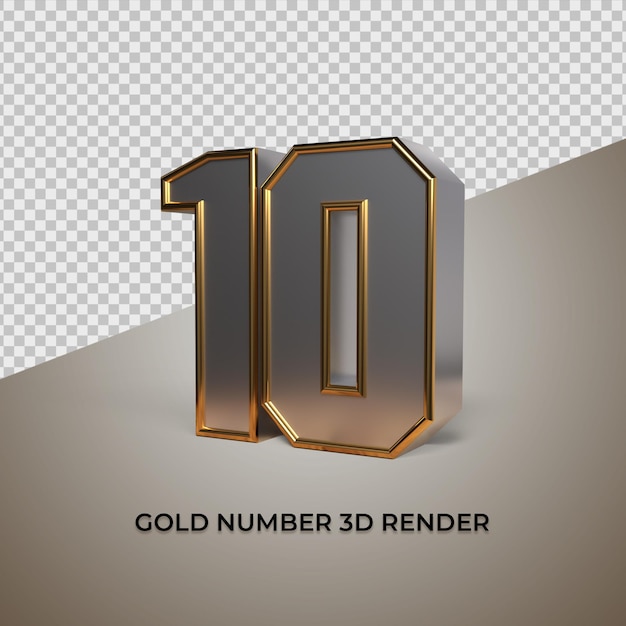 PSD 3d-rendering schwarzgold silber nummer 10