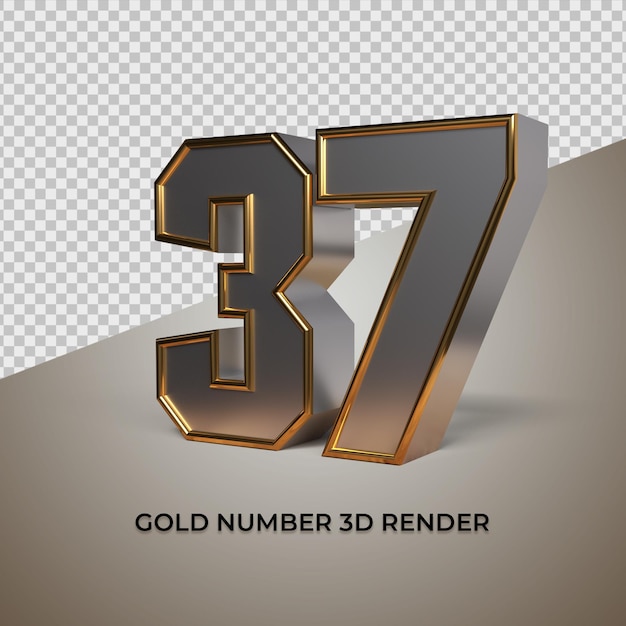 3d-rendering schwarzgold silber nummer 37
