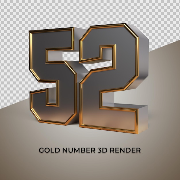 PSD 3d-rendering schwarzgold silber nummer 52