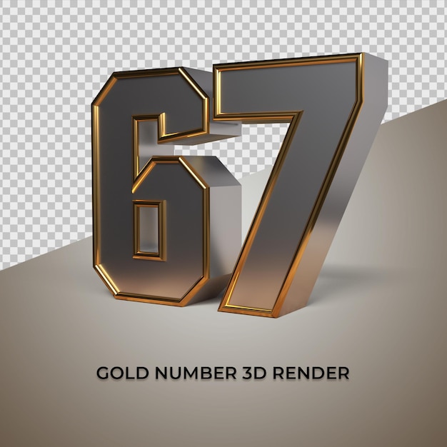 PSD 3d-rendering schwarzgold silber nummer 67