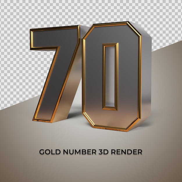 3D-Rendering Schwarzgold Silber Nummer 70