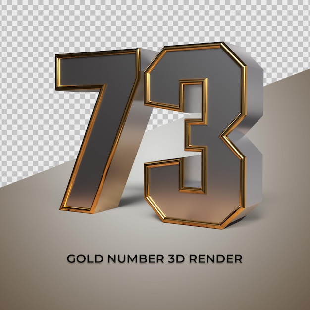 3D-Rendering Schwarzgold Silber Nummer 73