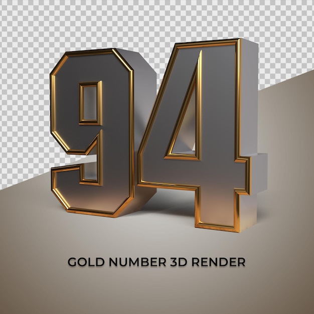 PSD 3d-rendering schwarzgold silber nummer 94