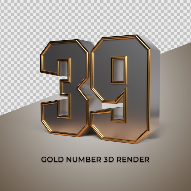 PSD 3d-rendering schwarzgold silber nummer 39