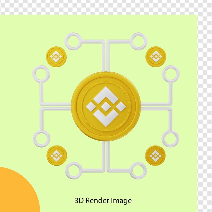 PSD 3d rendering sítě kryptoměny binance
