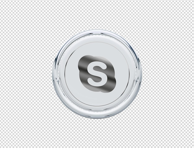 PSD 3d-rendering skype-symbol silber glänzend