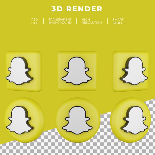 PSD 3d rendering snapchat logo isoliert