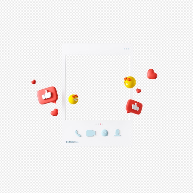 3D-Rendering SNS, Social Media Service, Influencer-Hintergrund