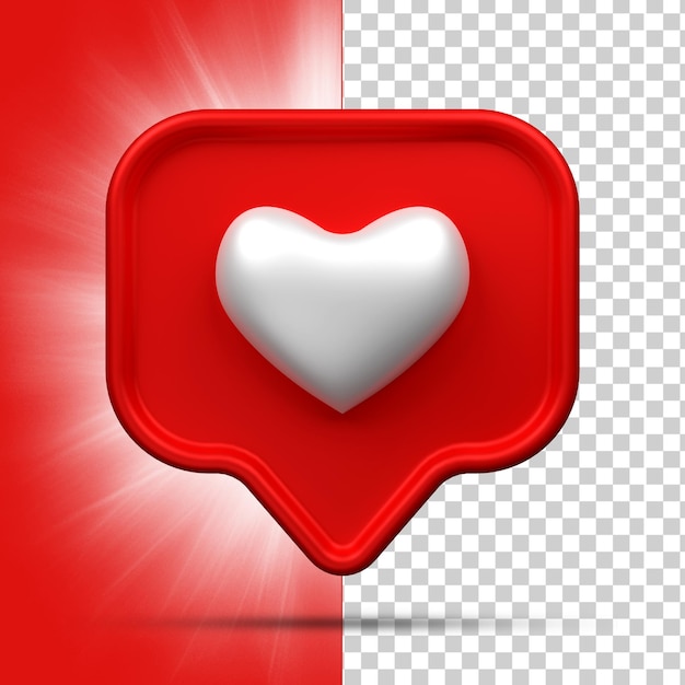 3d rendering Social Media Heart icon concepto de aplicaciones de comunicación social en línea