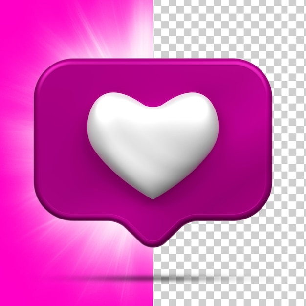 3d rendering social media heart icon concepto de aplicaciones de comunicación social en línea