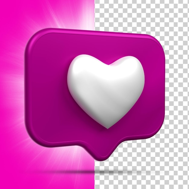 3d rendering Social Media Heart icon concepto de aplicaciones de comunicación social en línea