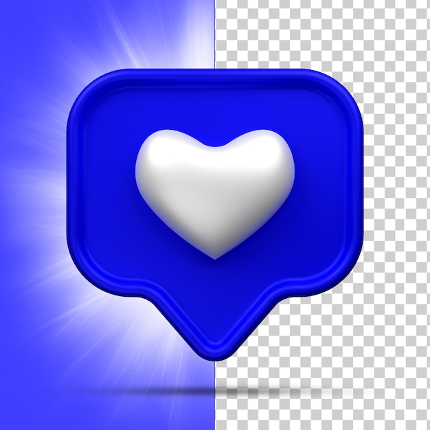 3d rendering Social Media Heart icon concepto de aplicaciones de comunicación social en línea