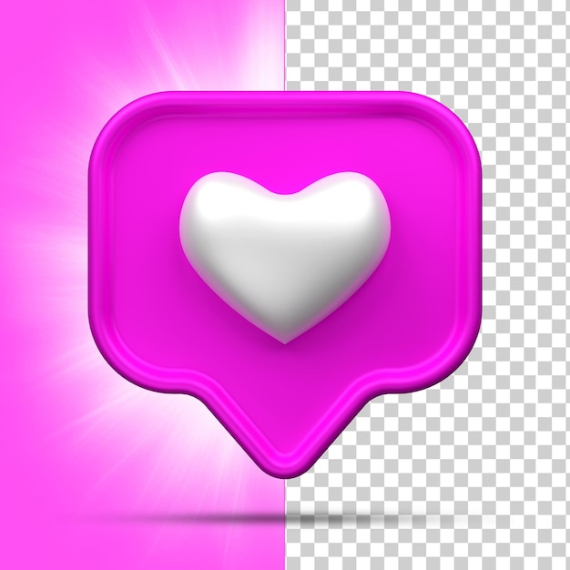 3d rendering Social Media Heart icon concepto de aplicaciones de comunicación social en línea