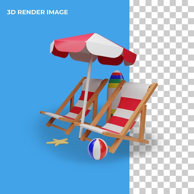 PSD 3d-rendering sommerkonzept