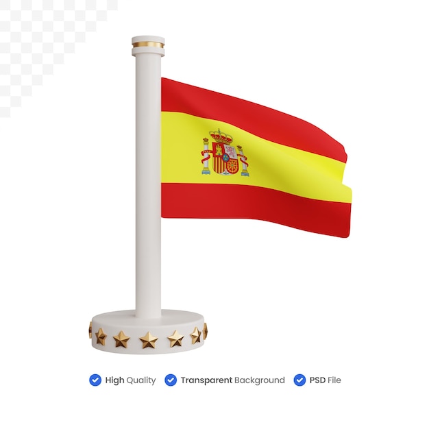 PSD 3d-rendering spanien nationalflagge isoliert