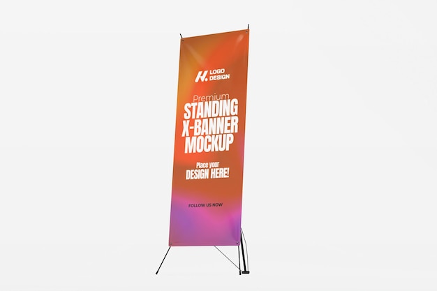 3D-Rendering Standing XBanner Mockup für Werbung und Werbung