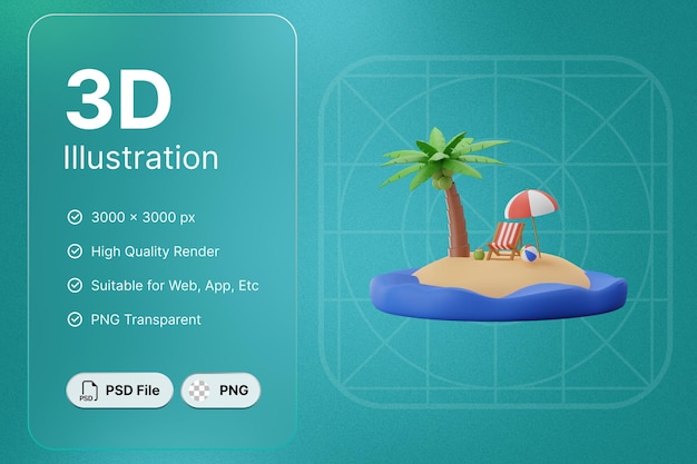 3d-rendering strand mit stuhl sommerkonzept modernes icon-illustrationsdesign