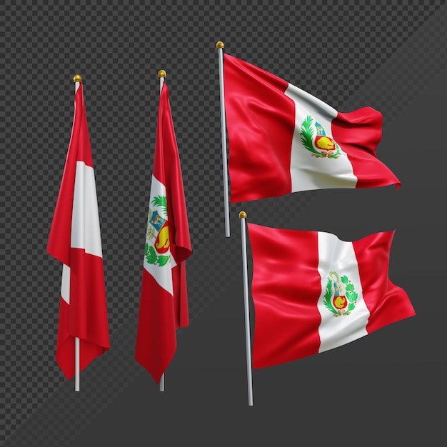 3d-rendering südamerika-peru-flagge flattert und kein flattern