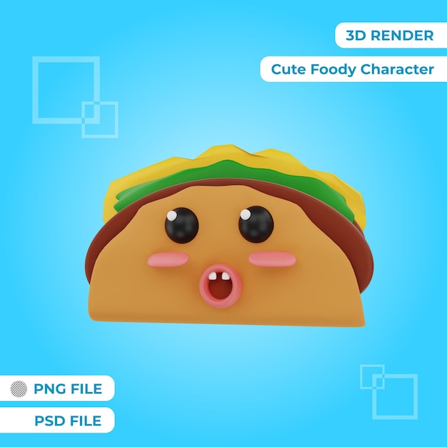 3d-rendering süßes sandwich-charakter-illustrationsobjekt premium-psd