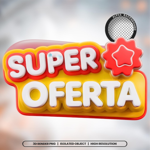 3D Rendering Super Deals Elemento de sello Icon PSD PNG