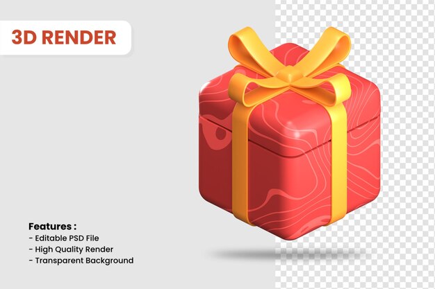 3D-Rendering-Symbol der Geschenkbox isoliert. Nützlich für mobile App- oder Werbegeschenk-Design-Illustrationen.