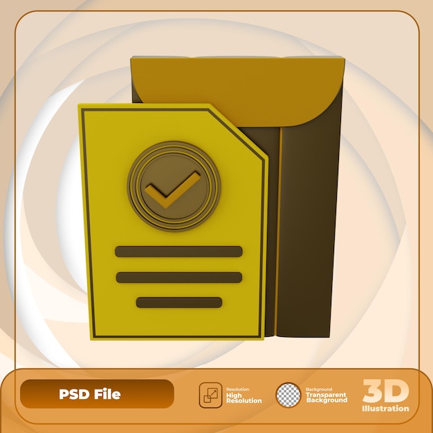 PSD 3d-rendering symbol „dokument genehmigen“ illustration