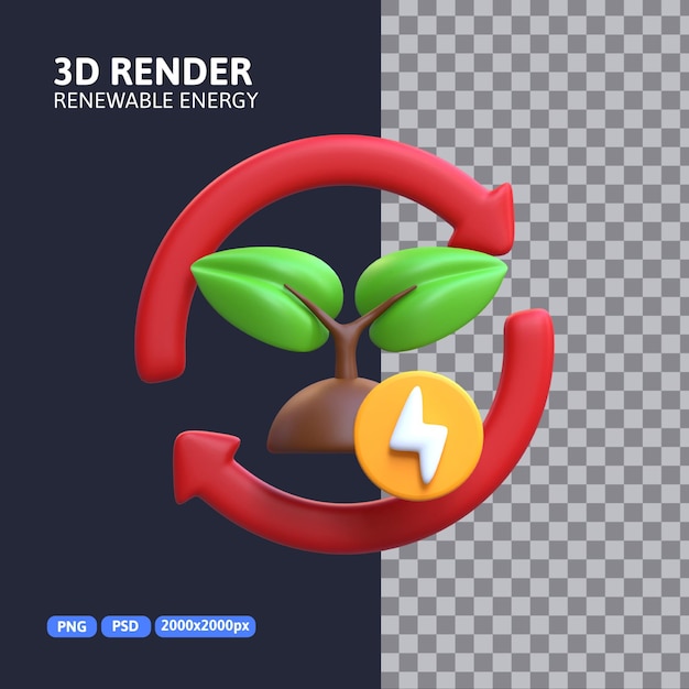 3D-Rendering - Symbol für erneuerbare Energien