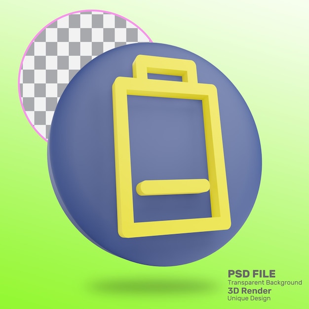 3D-Rendering Symbol für schwache Batterie Premium PSD