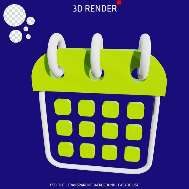 3d-rendering-symbol transparenter kalender 2