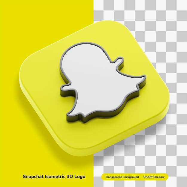 3D-Rendering-Symbolkonzept des Snapchat-Messaging-App-Kontos im isometrischen Abzeichen