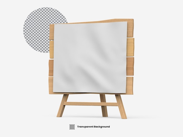 3d Rendering de un tablero de anuncios de señalización de madera vacío