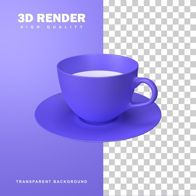 3D-Rendering-Tasse für heißen Kaffee oder Tee.