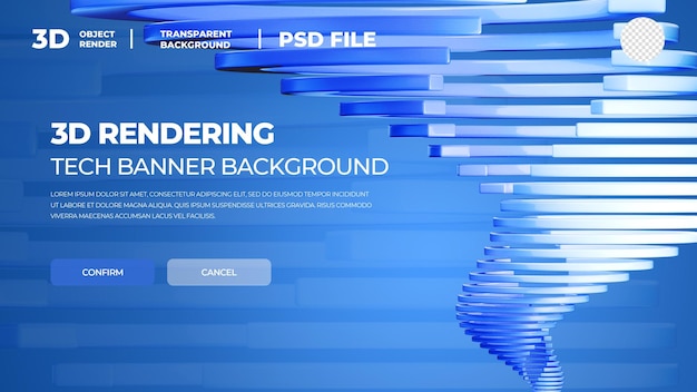 3D rendering tech banner elemento azul psd