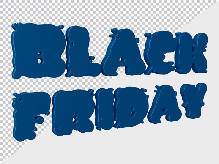 PSD 3d rendering textu black friday