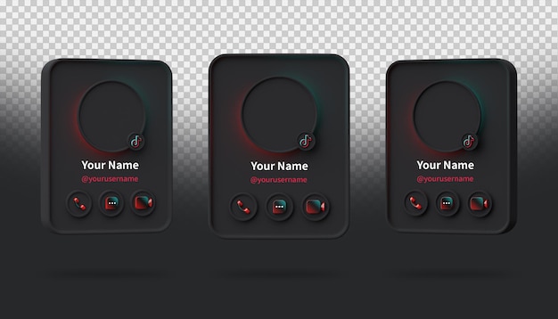 PSD 3d-rendering tiktok-profilsammlungen