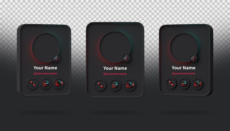 PSD 3d-rendering tiktok-profilsammlungen