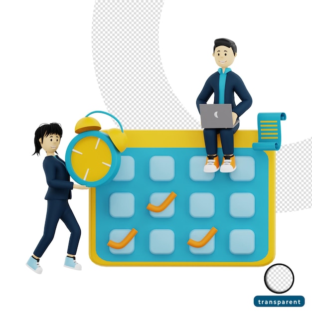 3D rendering time management illustration