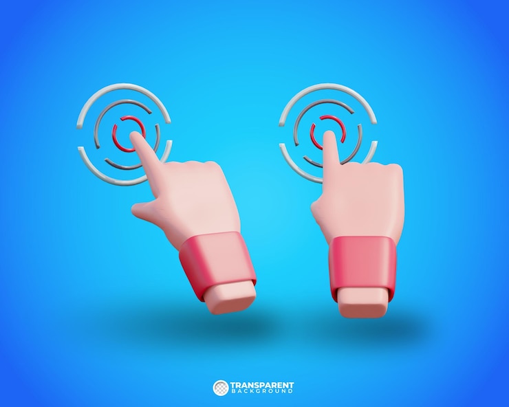 PSD 3d rendering touch finger or touchscreen