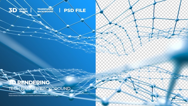3d rendering transparent background tech dotted line psd layered