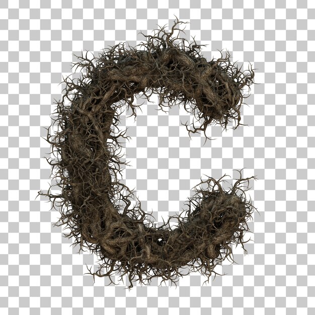3D rendering tree branch alfabeto C