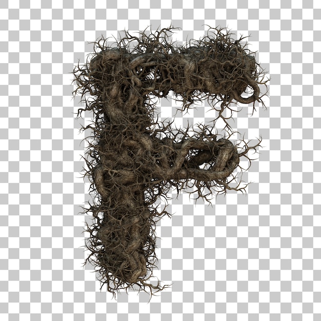 3D rendering tree branch alfabeto F