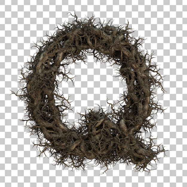 3D rendering tree branch alfabeto Q