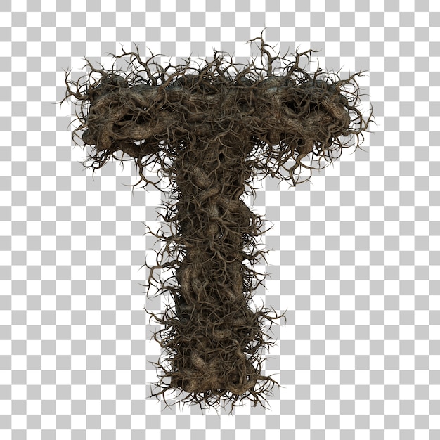 3D rendering tree branch alfabeto T
