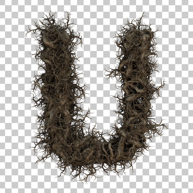 3D rendering tree branch alfabeto U