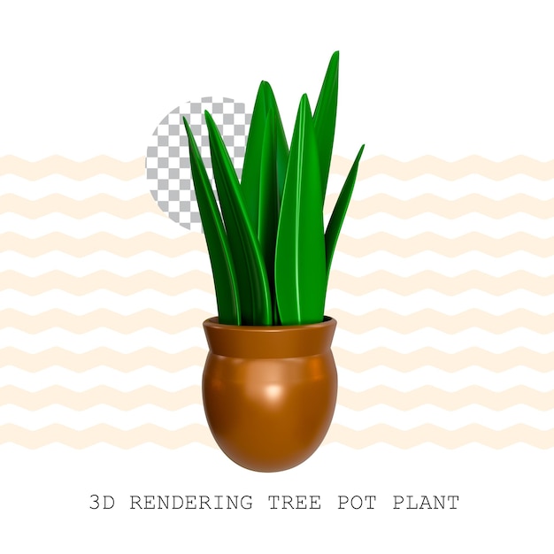 PSD 3d rendering tree pot plant